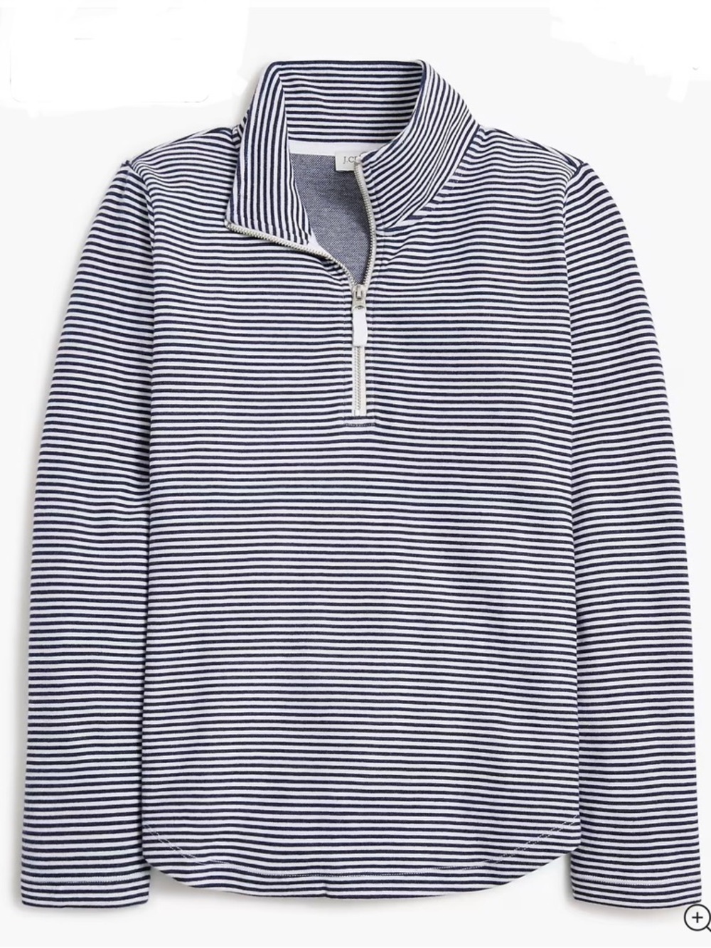 J. Crew Women’s Navy & White Striped Terry Half-Zip Beach Pullover - XS
